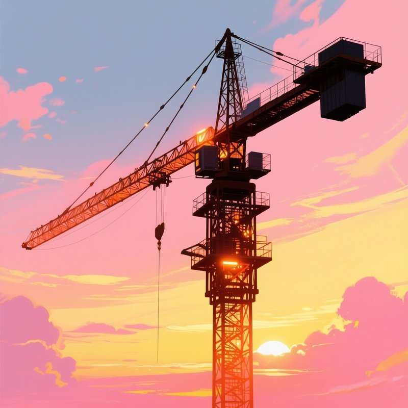 Tower Crane Sunset Digital Art