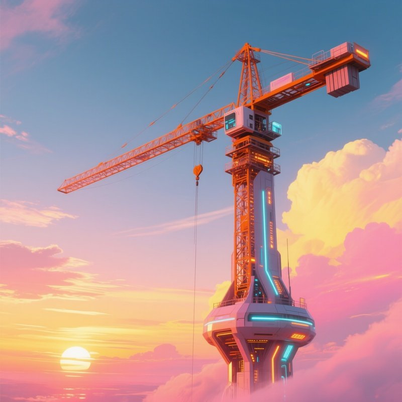 Tower Crane Sunset Fictional