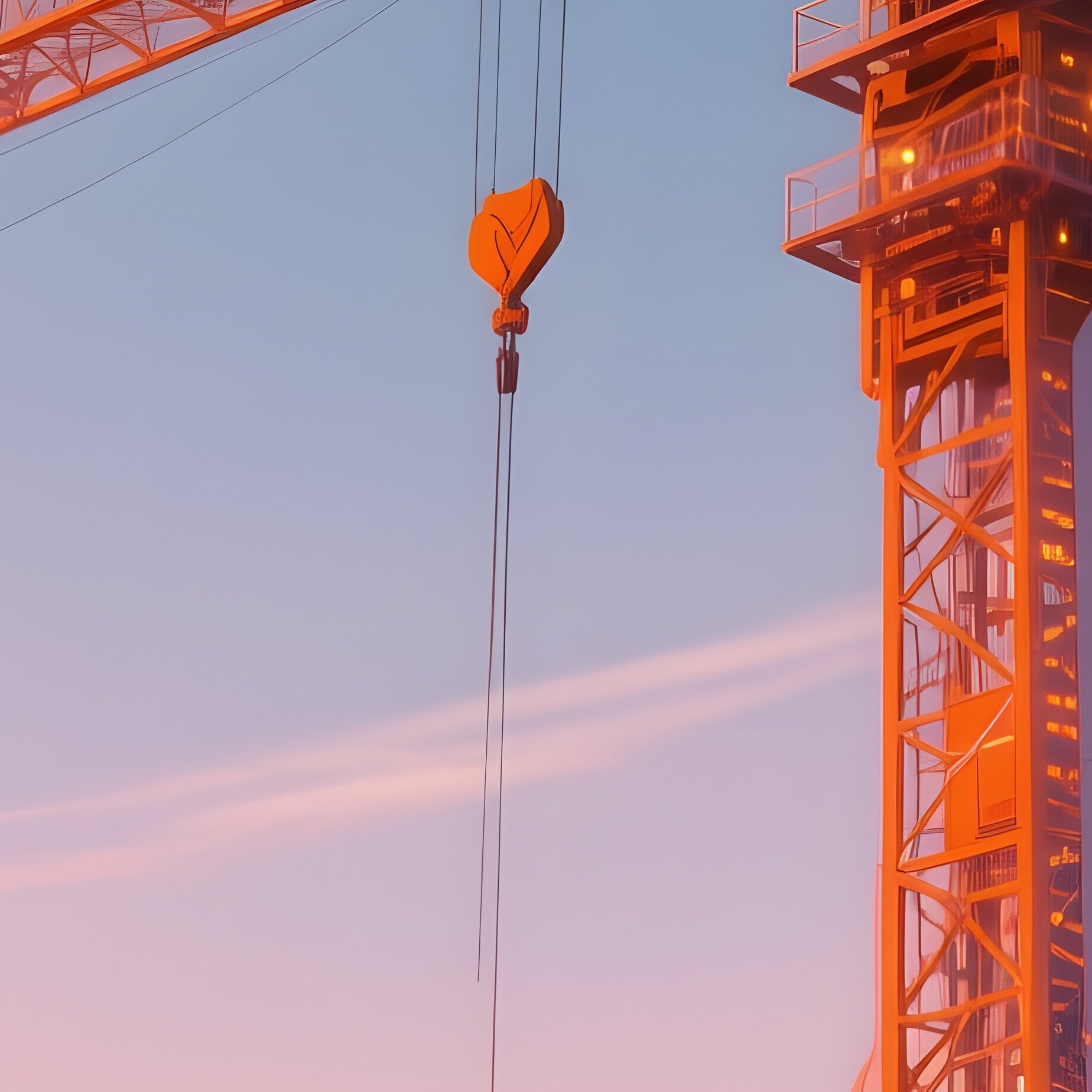 Tower Crane Sunset Fictional - Full Resolution Quality Preview