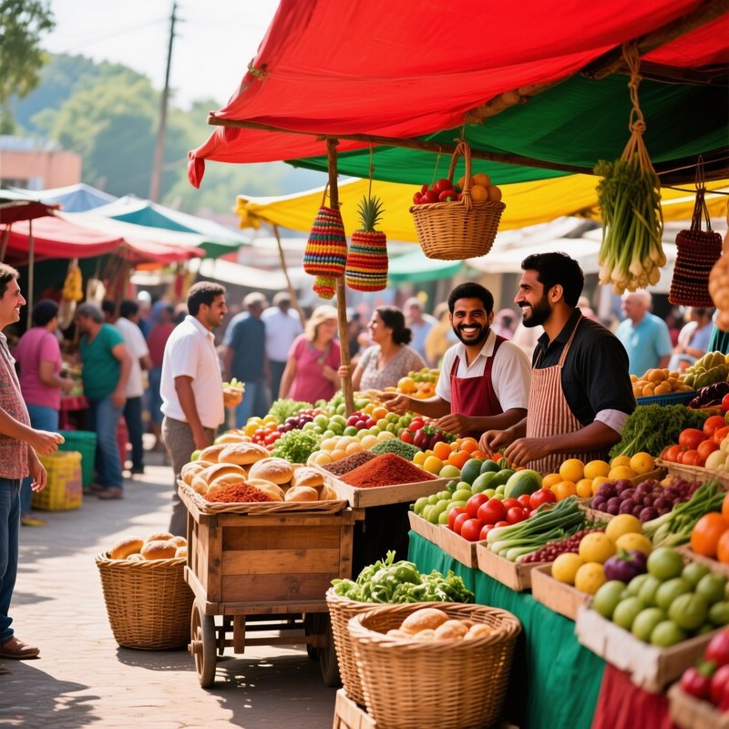 Traditional Market With Local Produce