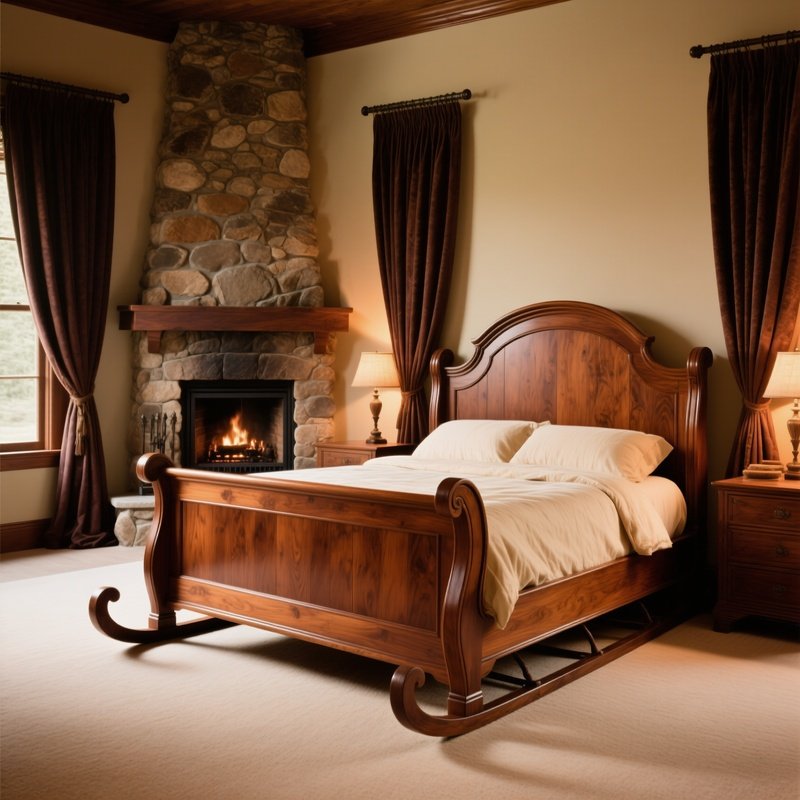 Traditional Sleigh Bed In Master Bedroom