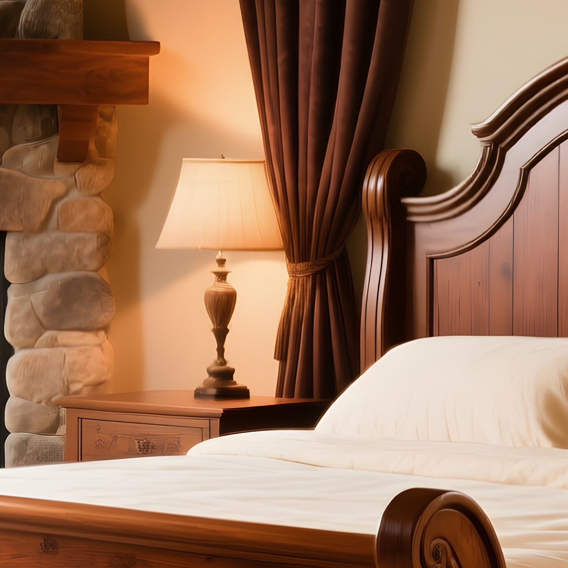 Traditional Sleigh Bed In Master Bedroom - Full Resolution Quality Preview