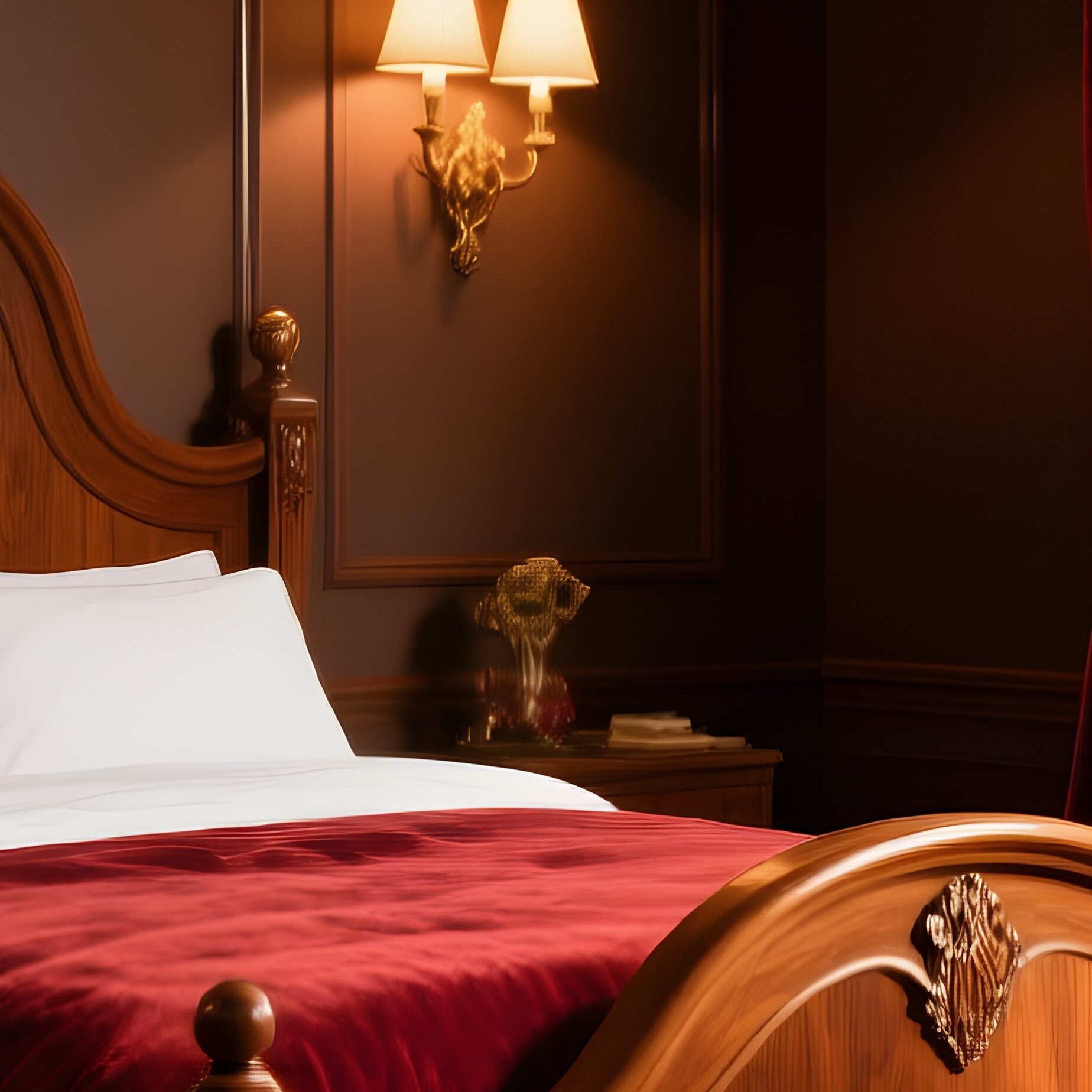 Traditional Sleigh Bed Master Bedroom Fireplace Heavy Curtains - Full Resolution Quality Preview