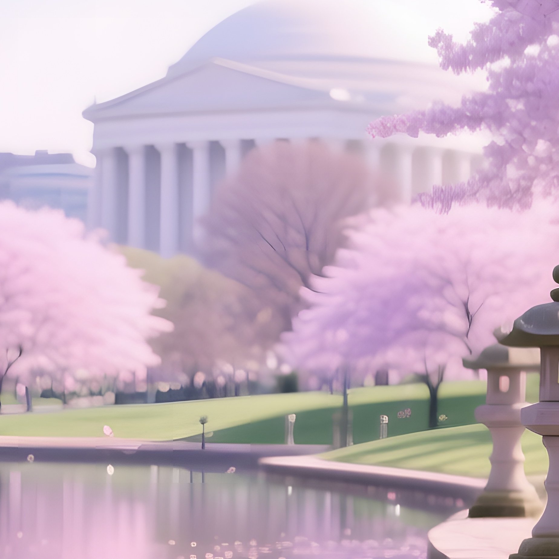 Tranquil Cherry Blossom Garden Washington Dc Spring - Full Resolution Quality Preview