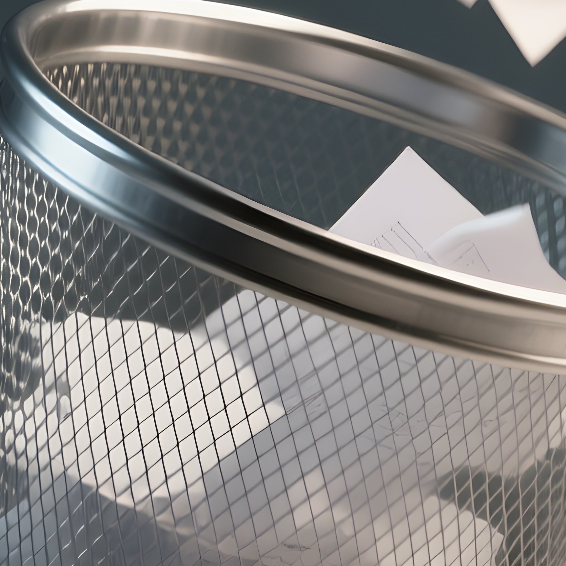 Trash Can: A Crumpled Ball Of Paper Being Tossed Into A Metal Wastebasket, Mid Air Freeze Frame, Symbolizing Trial And Error. - Full Resolution Quality Preview