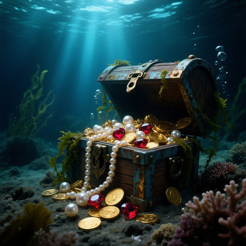 Treasure Chest Old Rotting Pirate Chest Ocean Floor