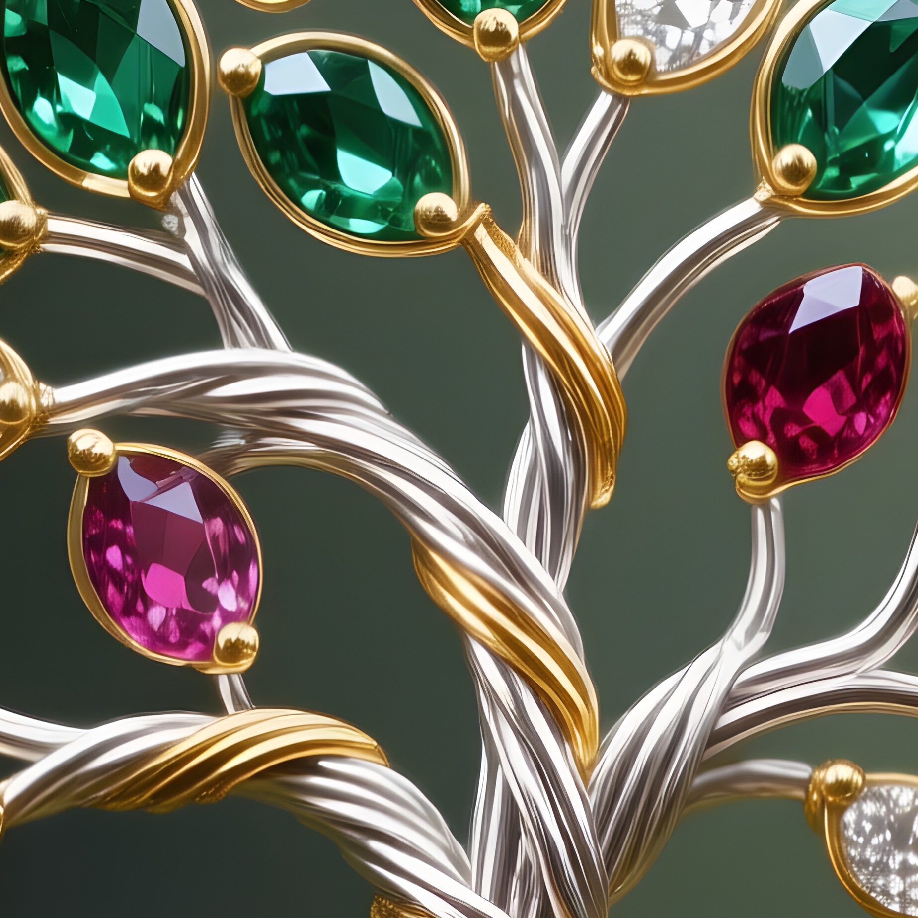 Tree Of Life Wire Wrapped Pendant Gemstone Leaves - Full Resolution Quality Preview