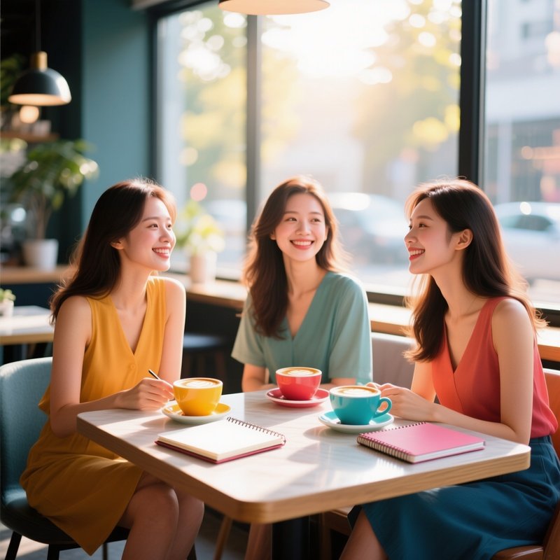 Trendy Cafe Morning Photorealistic