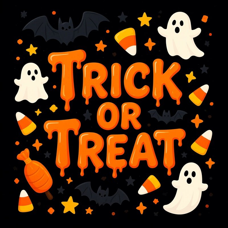 Trick Or Treat Text And Halloween Themed Elements Halloween Trick