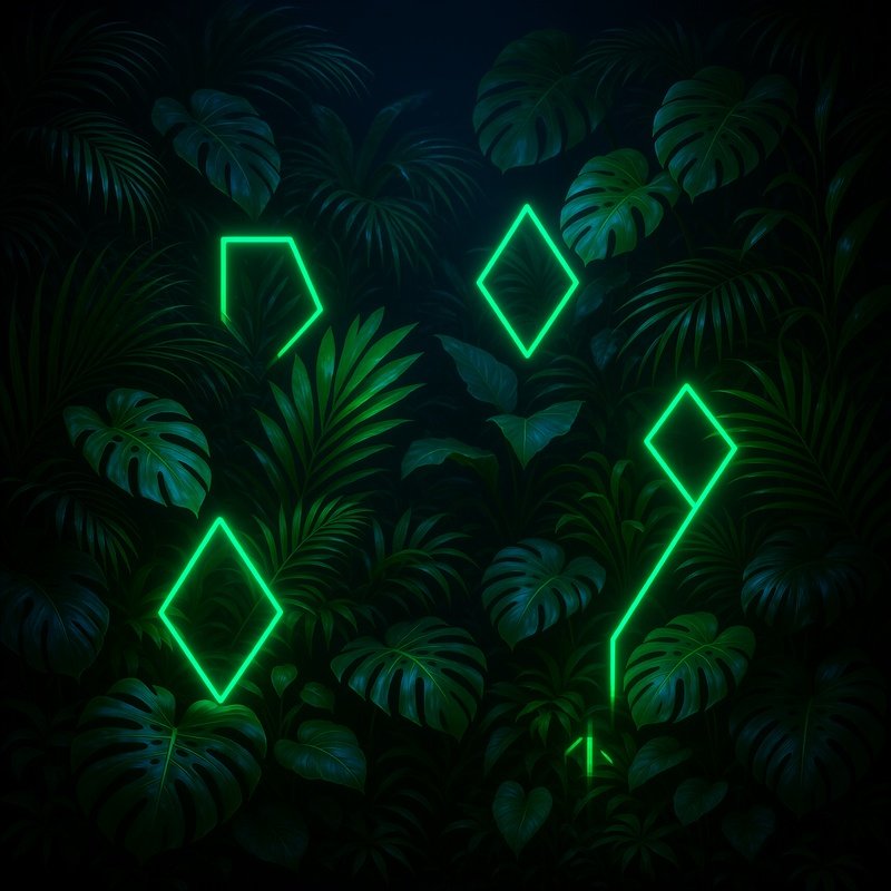 Tropical Plants Illuminated By Neon Lights Tropical Neon