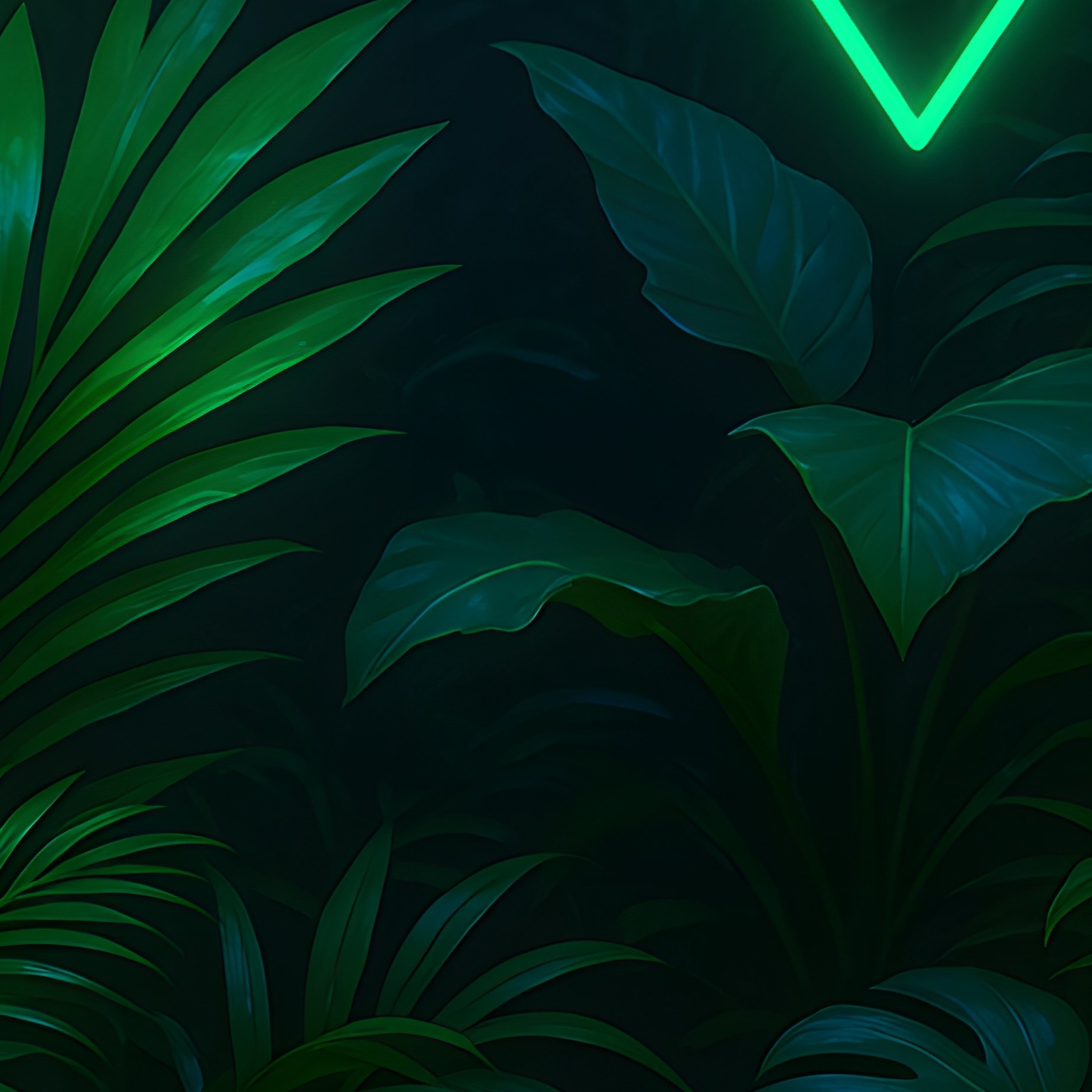 Tropical Plants Illuminated By Neon Lights Tropical Neon - Full Resolution Quality Preview