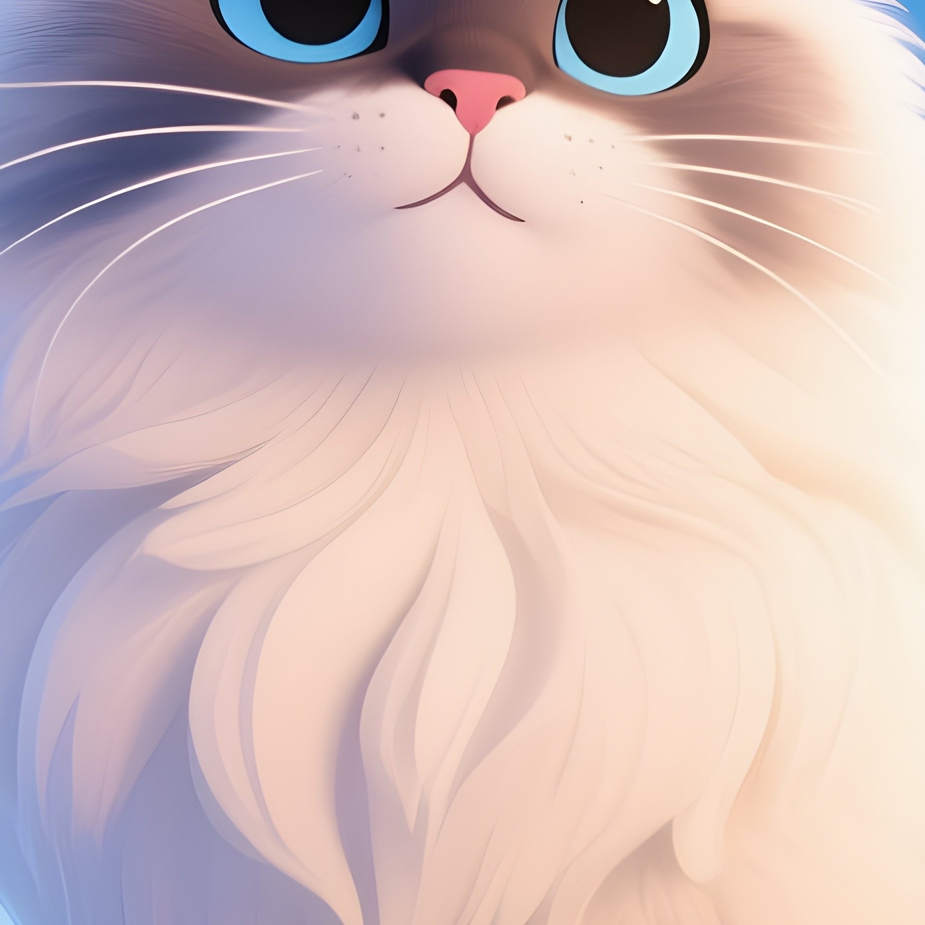 Turkish Van Cat Sitting Tongue Bleps Artistic Rendering - Full Resolution Quality Preview