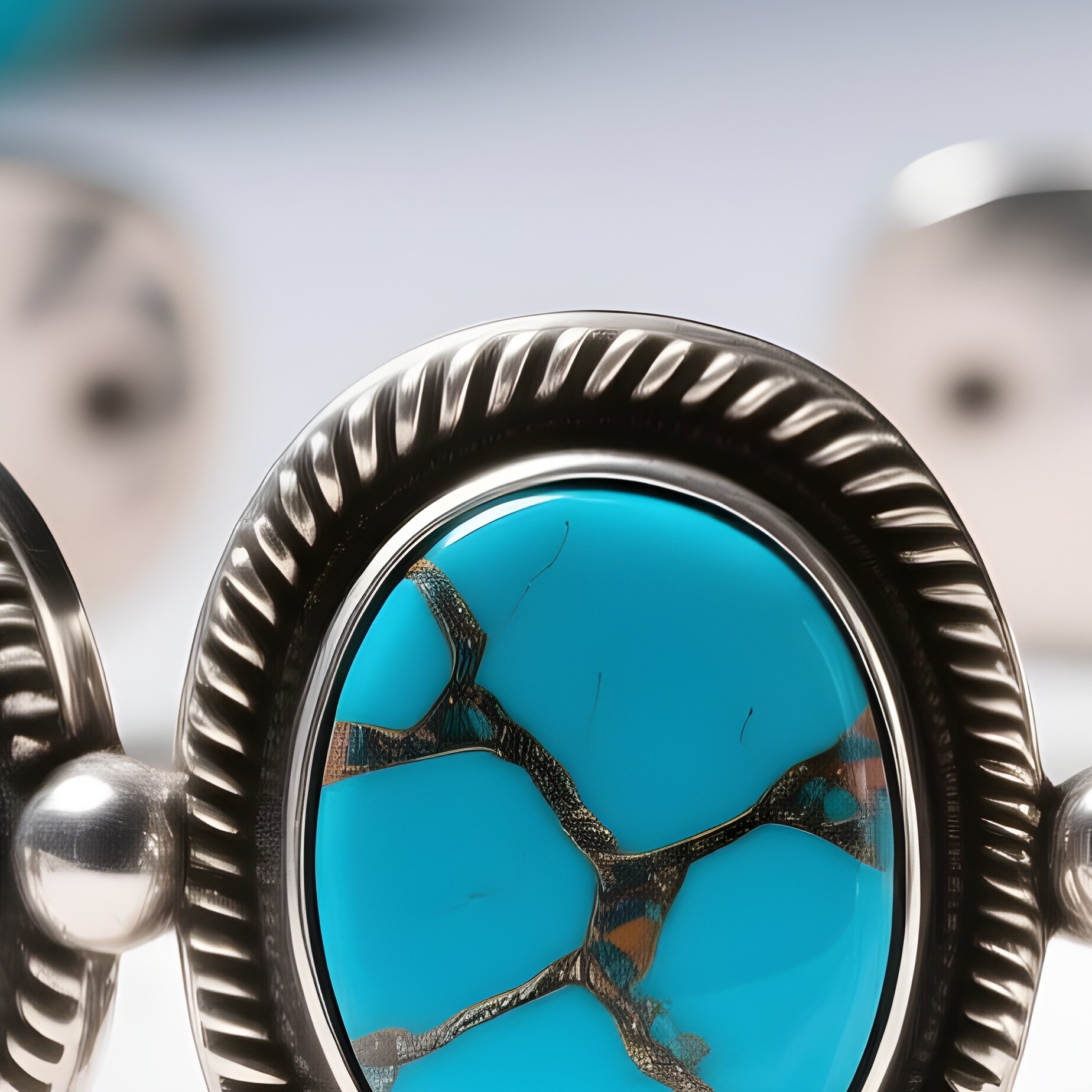 Turquoise And Silver As A Combination Of Materials In Native American Jewelry - Full Resolution Quality Preview