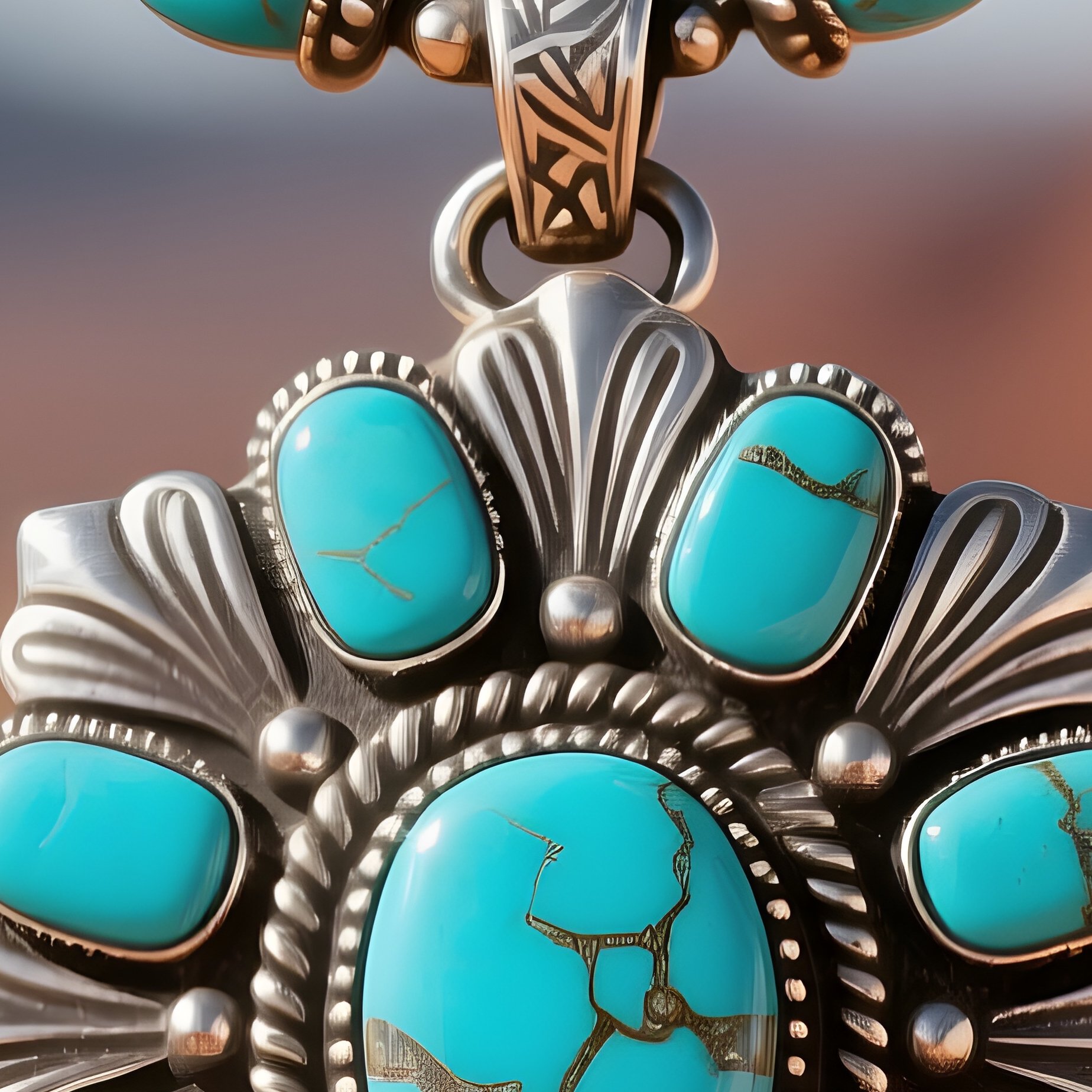 Turquoise And Silver As A Theme In Native American Jewelry - Full Resolution Quality Preview