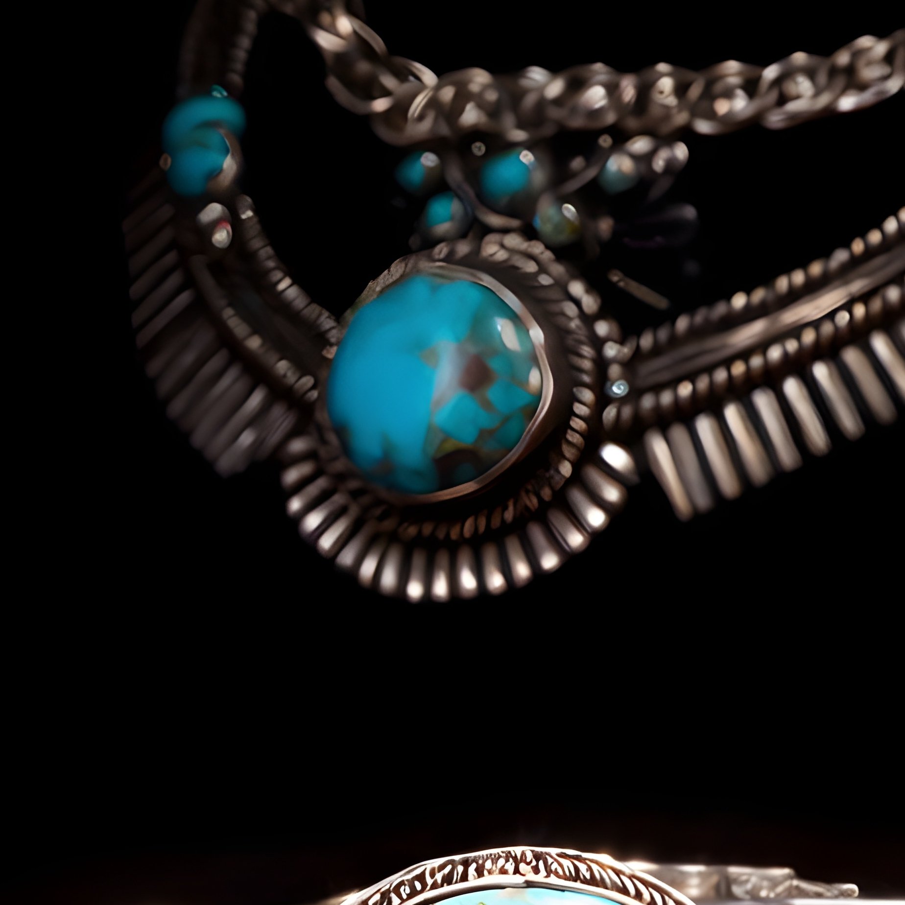 Turquoise And Silver Native American Jewelry Collection - Full Resolution Quality Preview