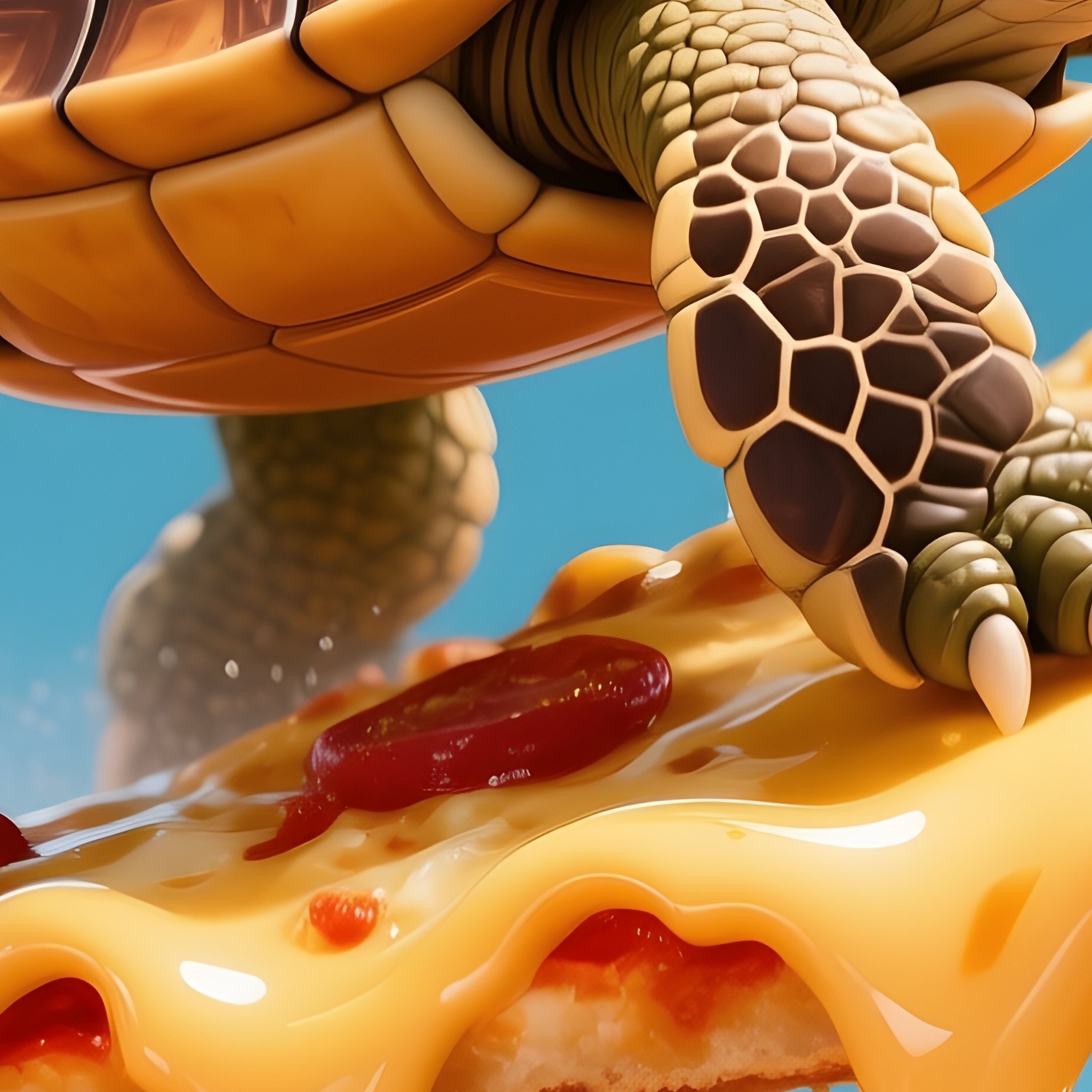 Turtle Surfing On Pizza Slice 1 - Full Resolution Quality Preview