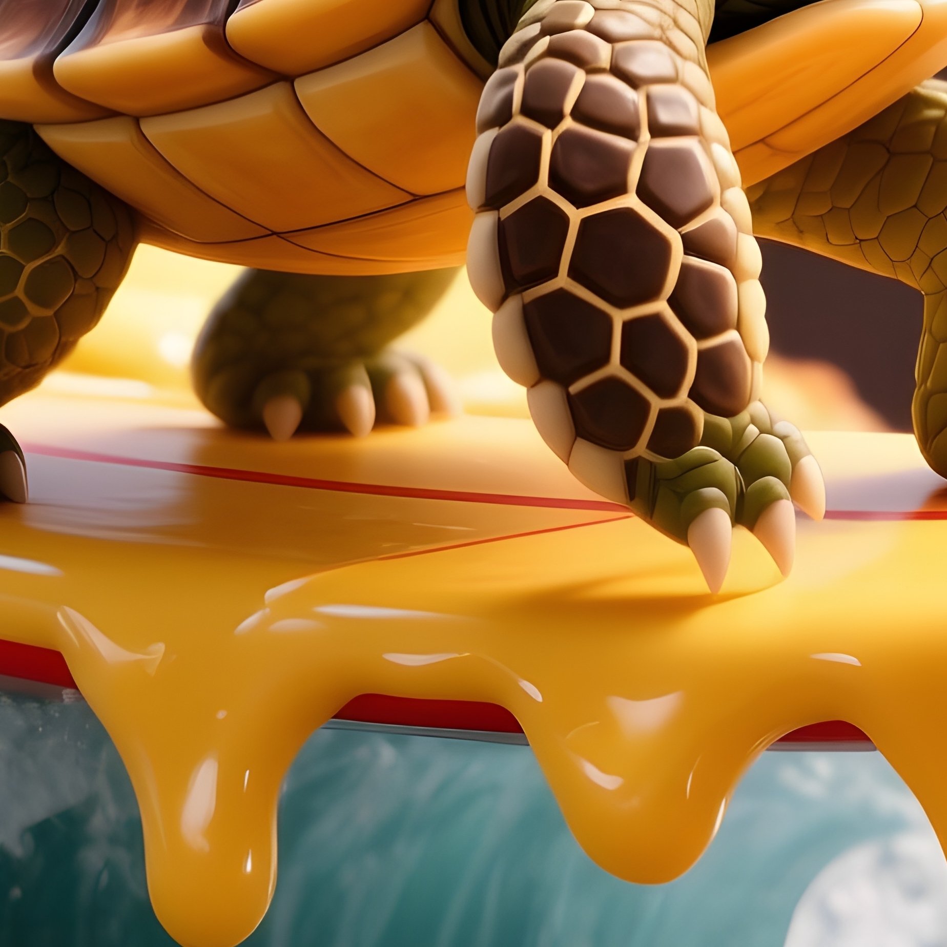 Turtle Surfing On Pizza Slice - Full Resolution Quality Preview
