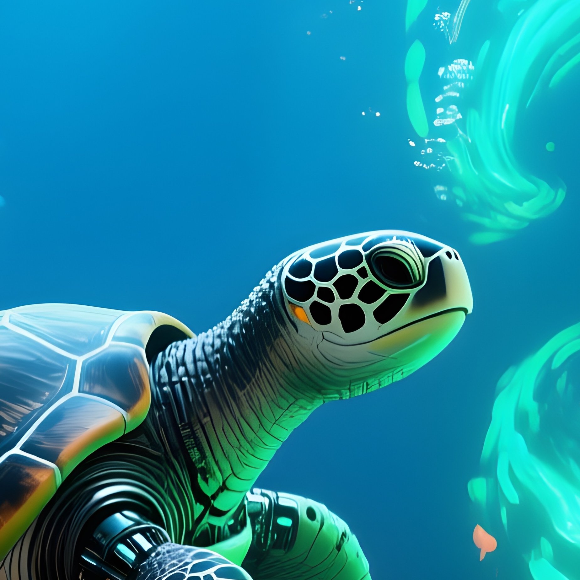 Turtle Swirling Fish Tornadoes Scifi - Full Resolution Quality Preview