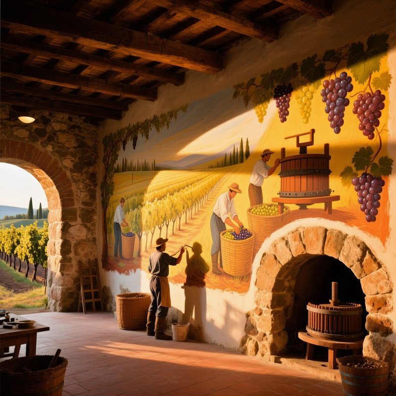 Tuscan Vineyard Fresco Cellar