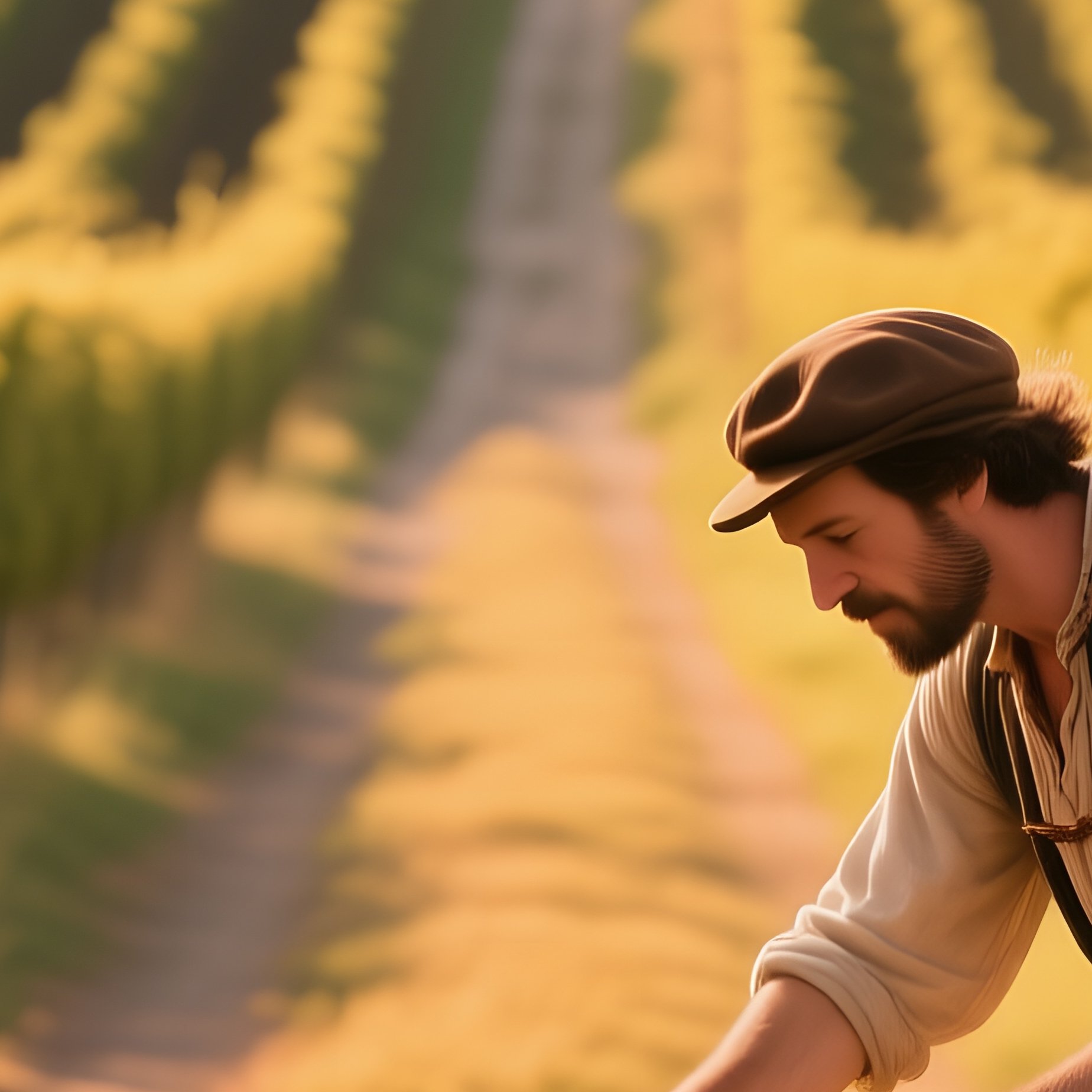 Tuscan Vineyard Lane With Entertainer And Marble Dice - Full Resolution Quality Preview