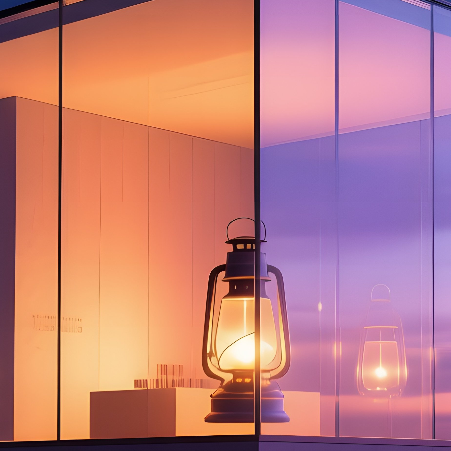 Twilight Glass Cube Museum On Cliff - Full Resolution Quality Preview