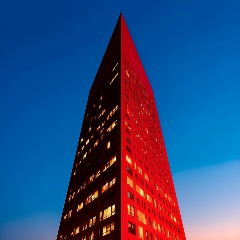 Twilight Red Geometric Tower