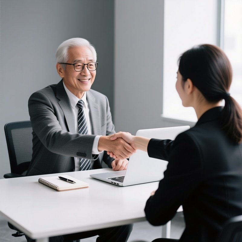 Two Business People Shaking Hands Business Handshake