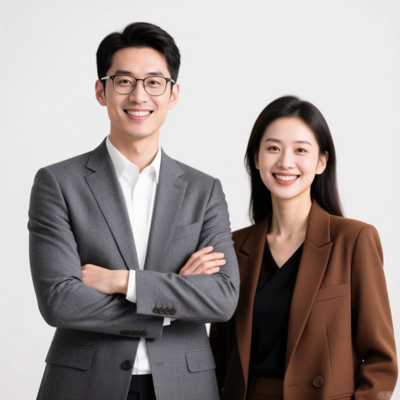 Two Business Professionals Standing Together Business