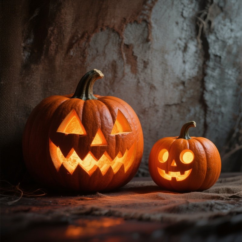 Two Carved Pumpkins Halloween Pumpkin