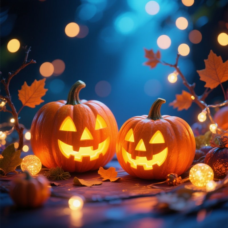 Two Carved Pumpkins Halloween Pumpkin