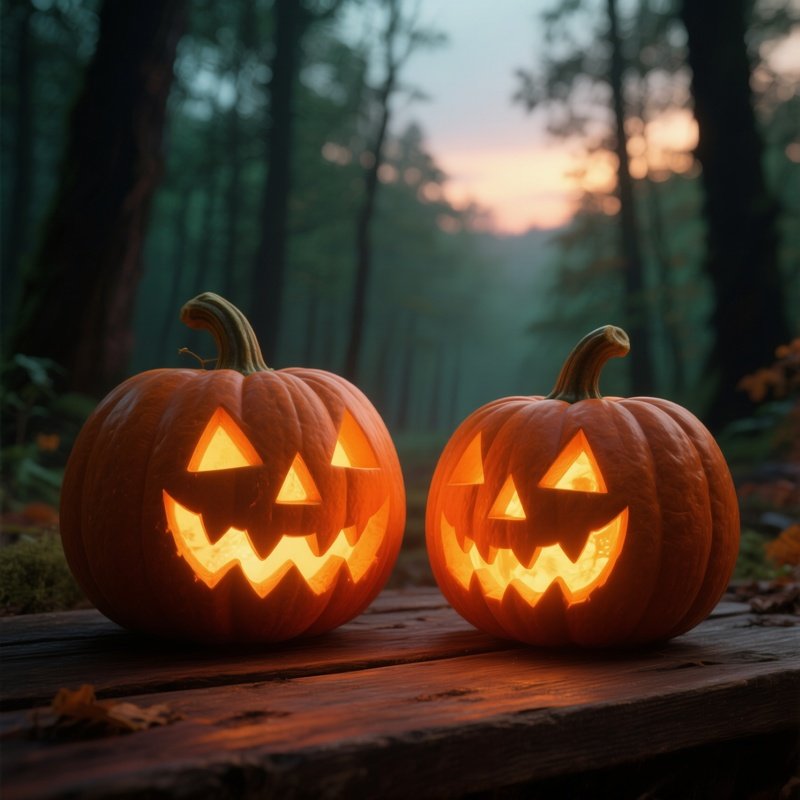 Two Carved Pumpkins Halloween Pumpkin