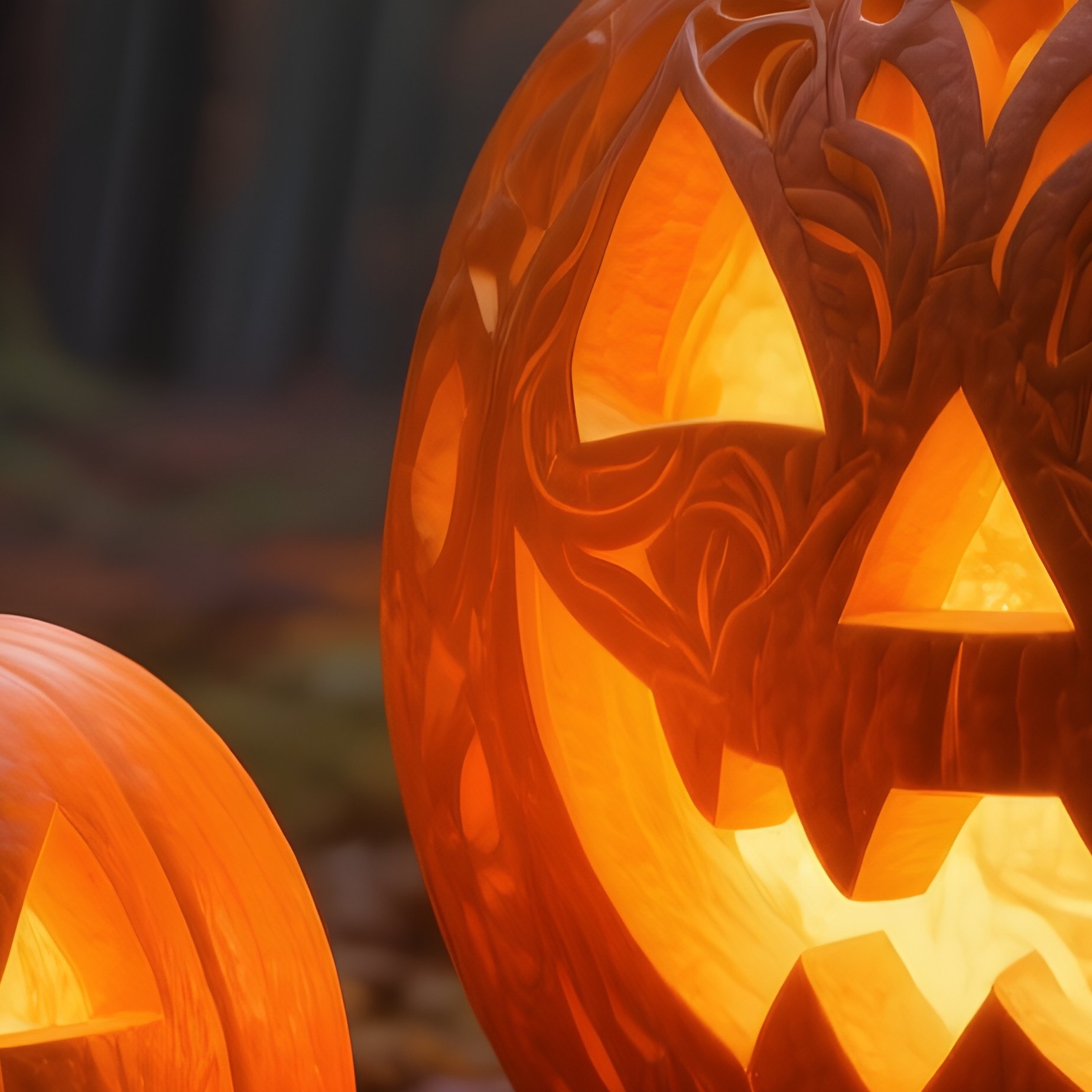 Two Carved Pumpkins Halloween Pumpkin Carving - Full Resolution Quality Preview