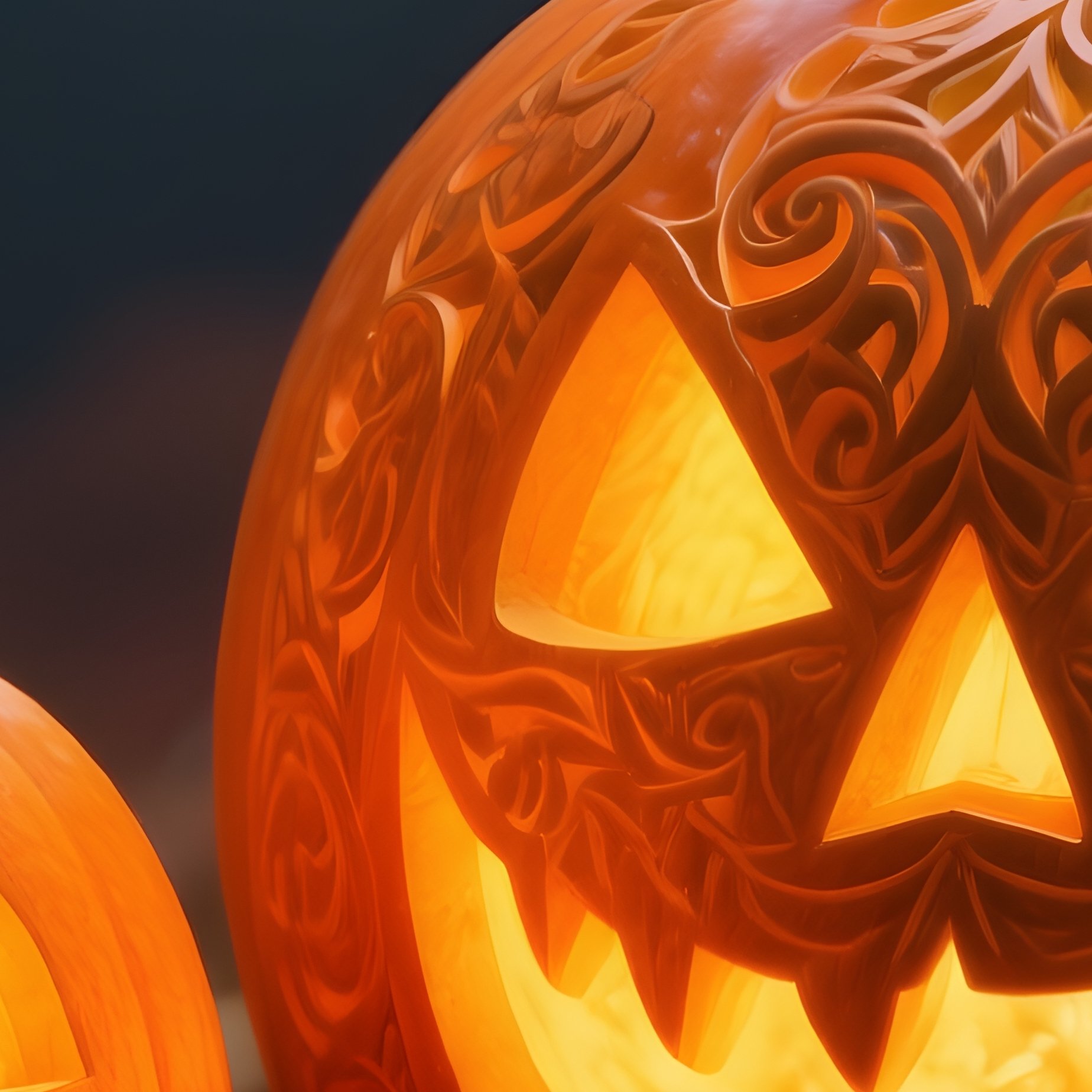 Two Carved Pumpkins Halloween Pumpkin Carving - Full Resolution Quality Preview