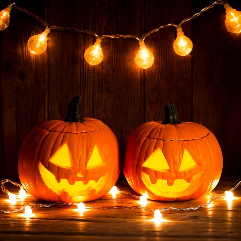 Two Carved Pumpkins Halloween Pumpkins