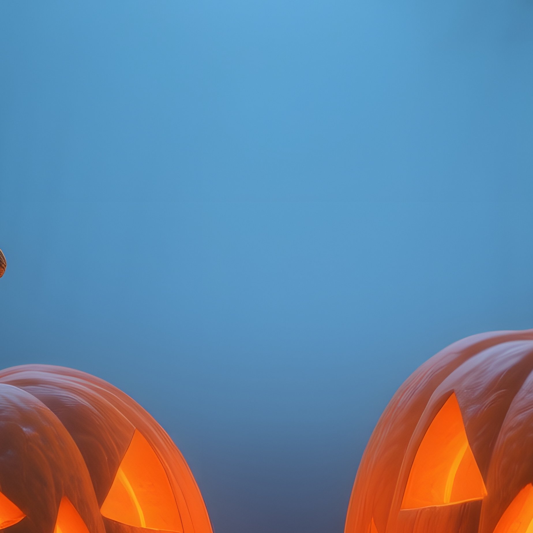 Two Carved Pumpkins In A Forest Setting Halloween Pumpkin - Full Resolution Quality Preview