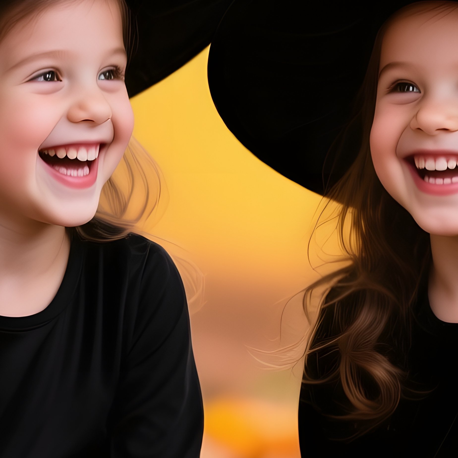 Two Children Dressed As Witches For Halloween Halloween Children - Full Resolution Quality Preview