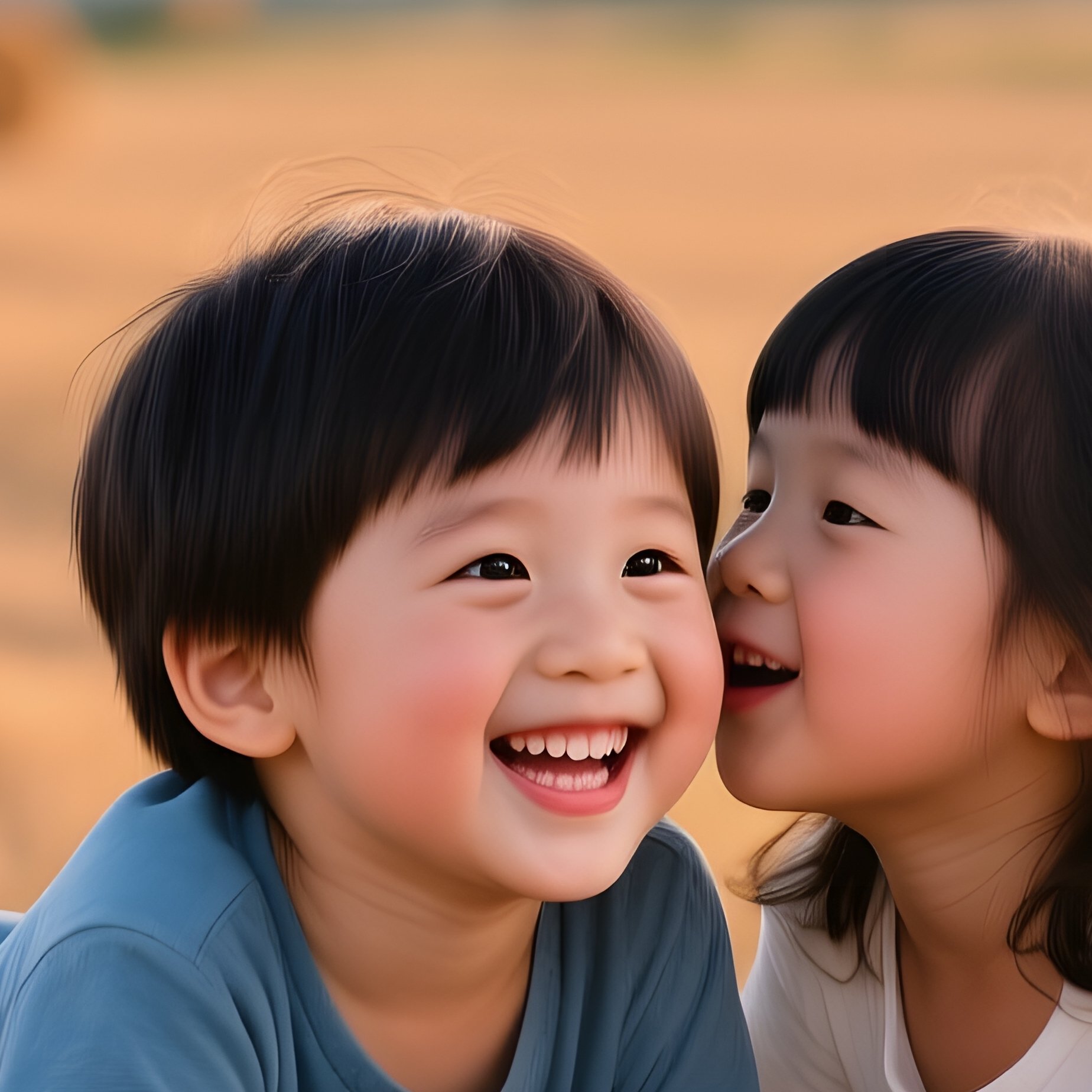 Two Children On A Hay Bale Children Hay Bale - Full Resolution Quality Preview