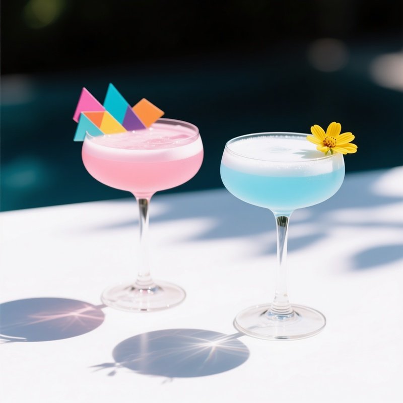 Two Cocktails In Elegant Glasses Cocktails Drinks