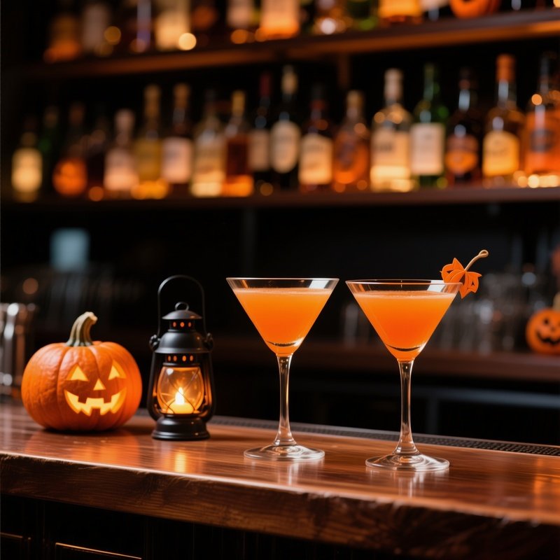 Two Cocktails In Martini Glasses Halloween Cocktail