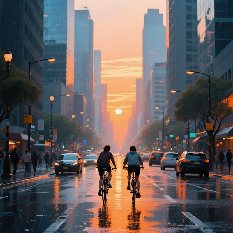 Two Cyclists Riding On A City Street City Life Cycling