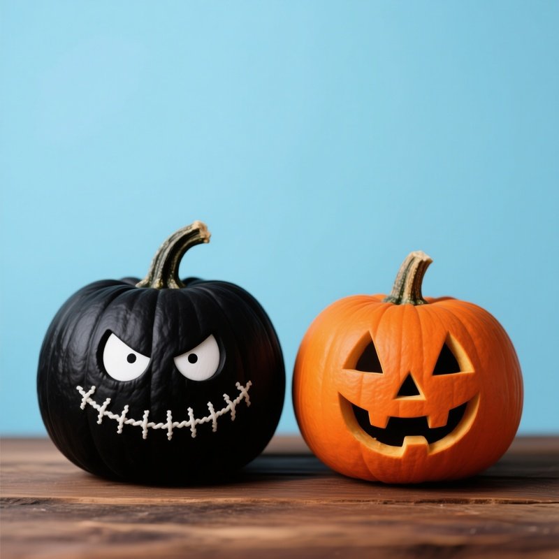 Two Decorated Pumpkins For Halloween Halloween Pumpkins