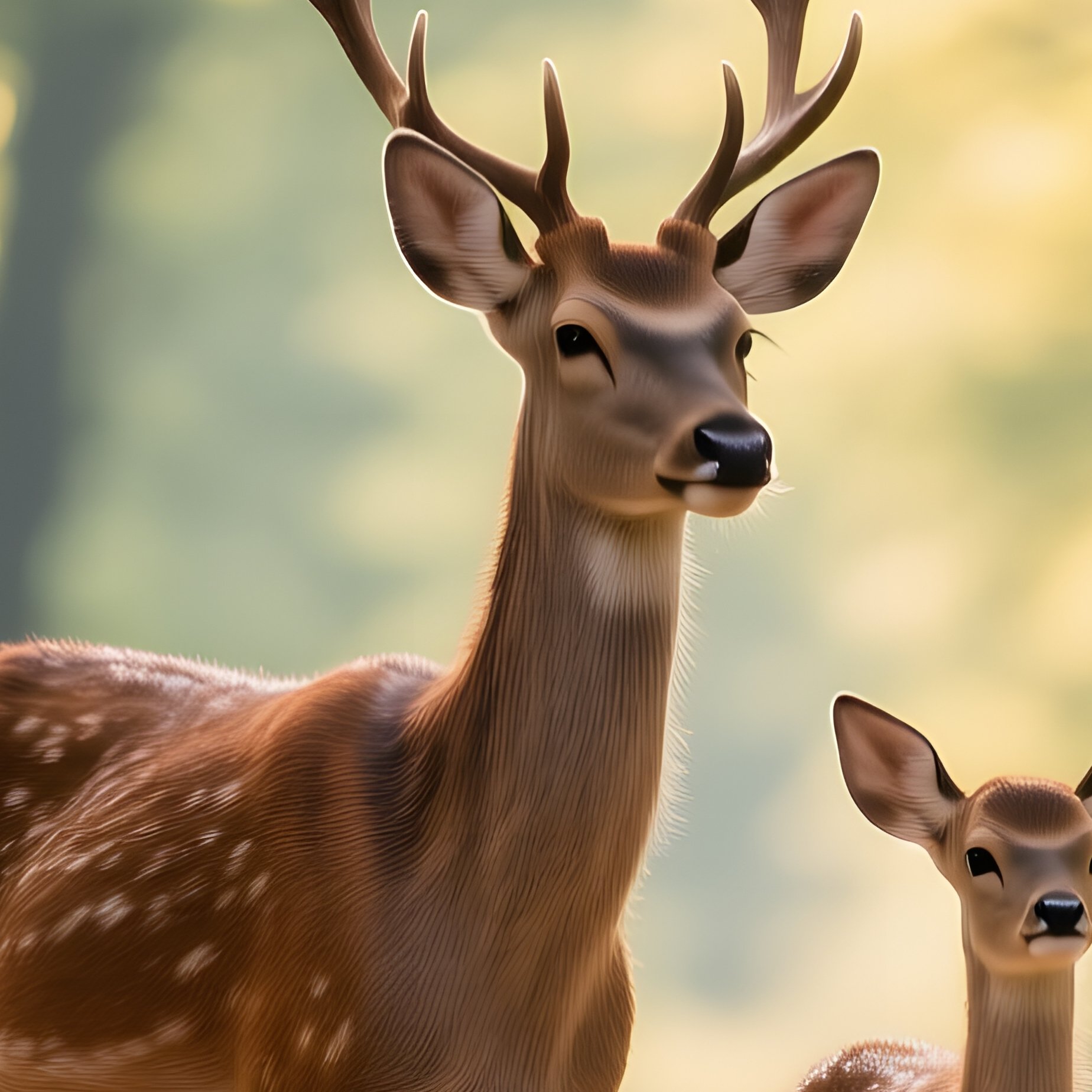 Two Deer In A Forest Setting Deer Forest - Full Resolution Quality Preview