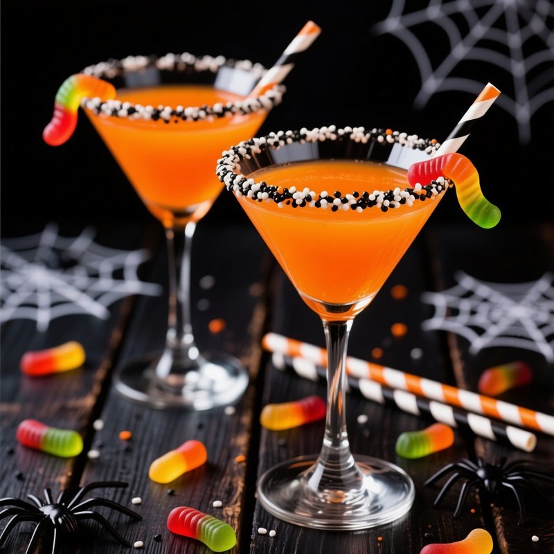 Two Halloween Themed Cocktails In Martini Glasses Halloween
