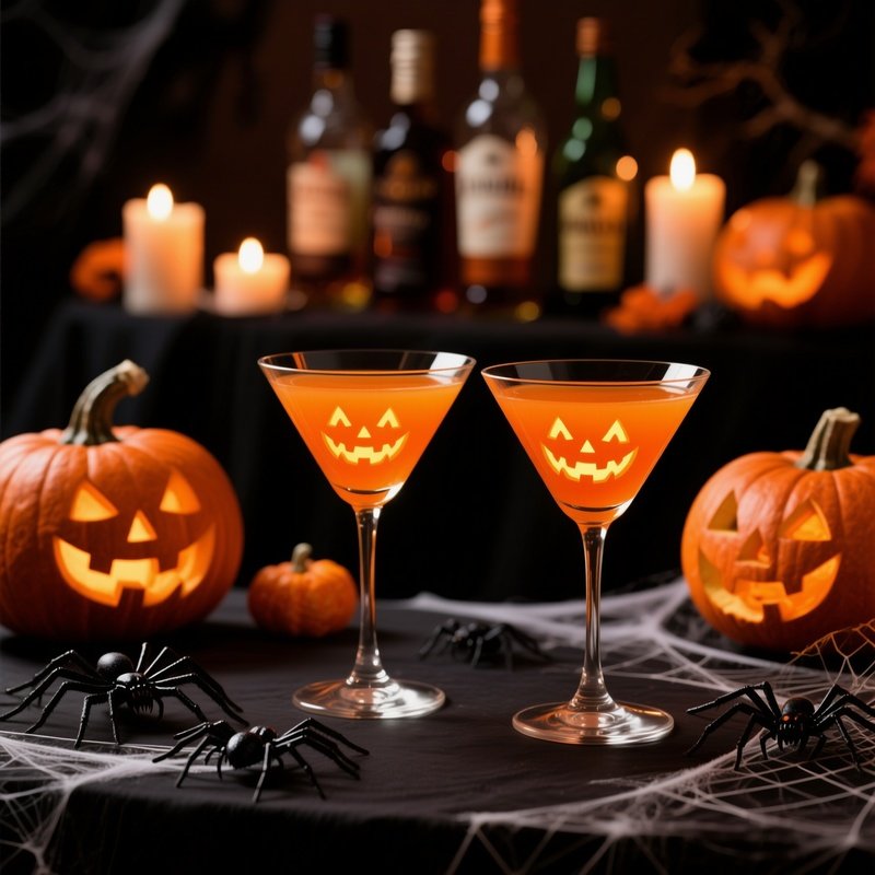Two Halloween Themed Cocktails In Martini Glasses Halloween