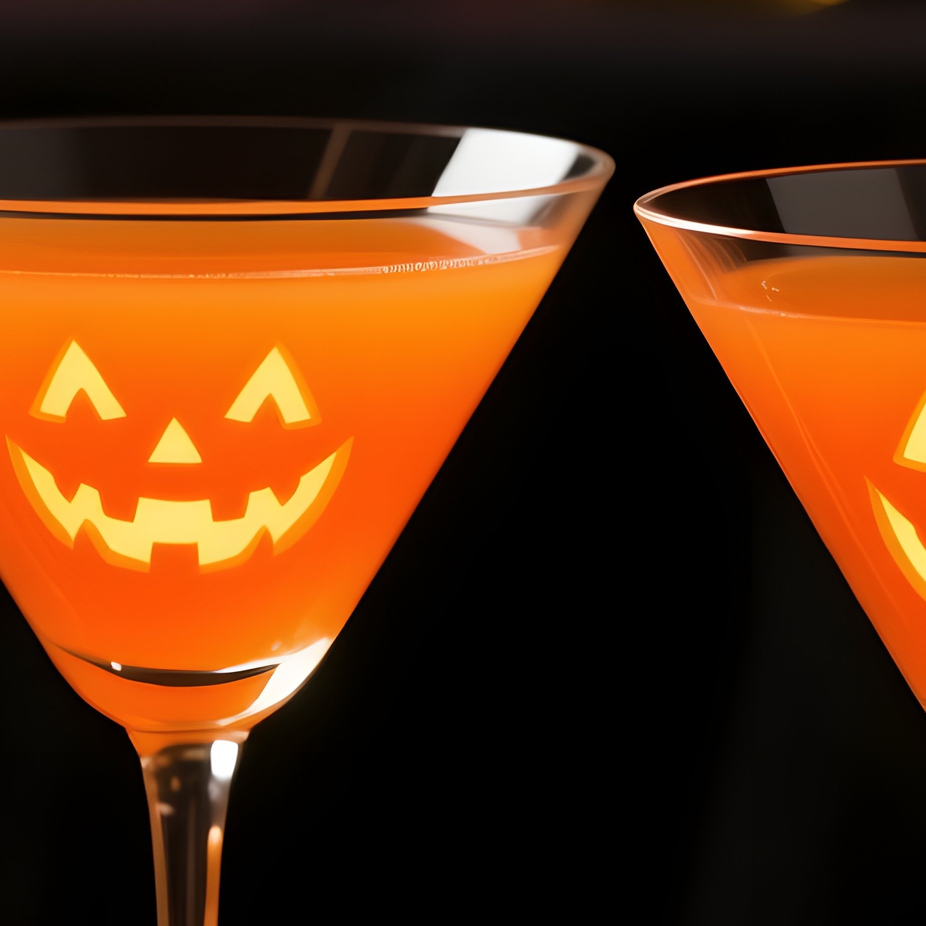 Two Halloween Themed Cocktails In Martini Glasses Halloween - Full Resolution Quality Preview