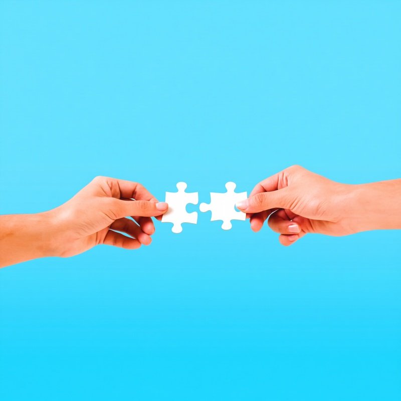 Two Hands Holding Puzzle Pieces Cooperation Teamwork