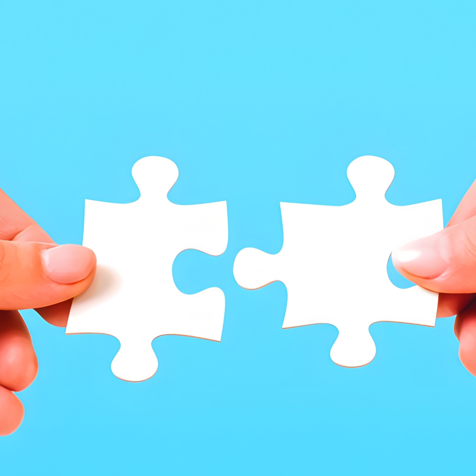 Two Hands Holding Puzzle Pieces Cooperation Teamwork - Full Resolution Quality Preview