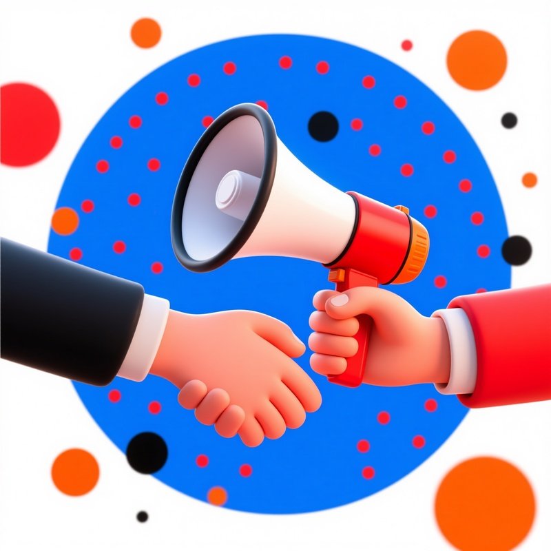 Two Hands Shaking Over A Megaphone Handshake Megaphone