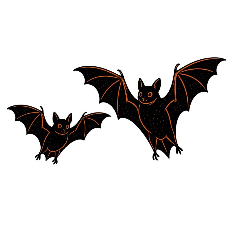Two Illustrated Bats In Flight Bats Flight