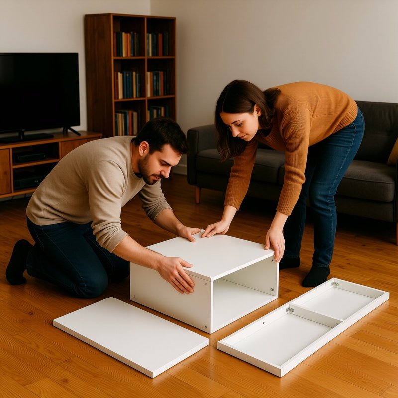 Two Individuals Assembling Furniture Furniture Assembly Home